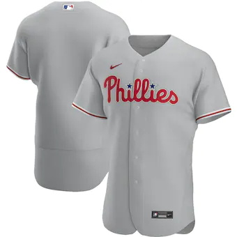mens nike gray philadelphia phillies road authentic team je